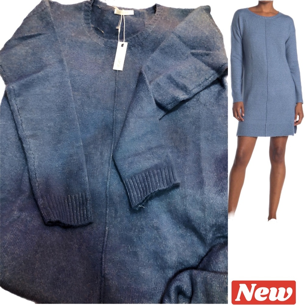 🛑CLEARANCE‼️ 🆕 STITCHDROP Center Seam Side Slit Sweater Dress periwinkle - Picture 4 of 13